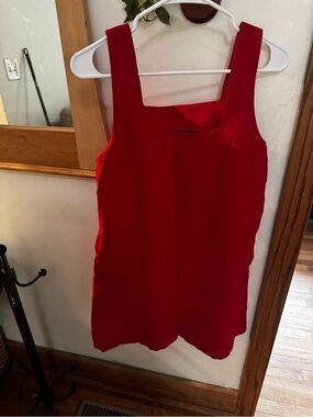 Bold Red Sleeveless Mini Dress with Square Neck